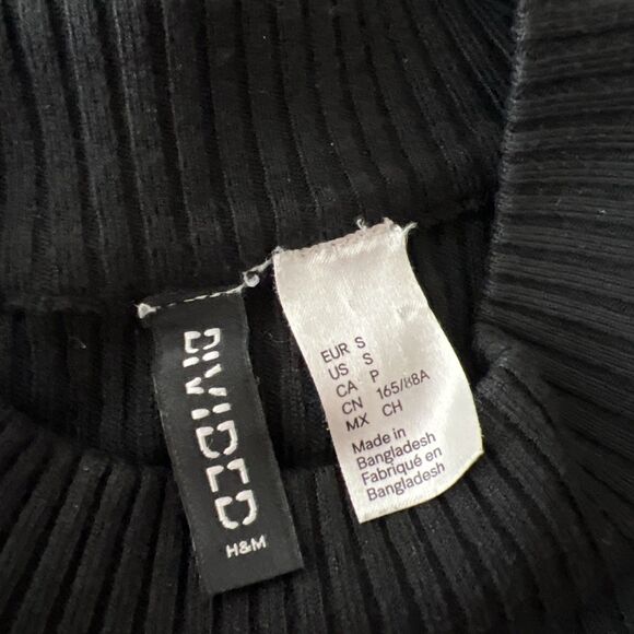 Divided Sweater Women Small Black Ribbed Knit Pullover Mock Neck Long Sleeve - Picture 5 of 14